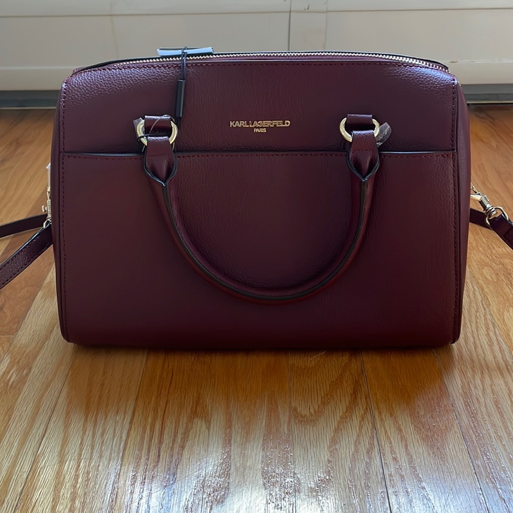 Karl Lagerfeld Leather Zip Satchel